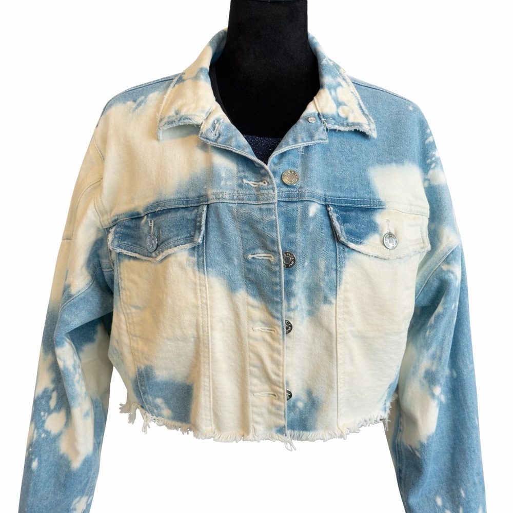 Wild Fable Cropped Bleach Denim Jacket Large
